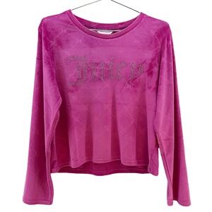NWOT • JUICY‎ COUTURE Velour Long Sleeve Bling Logo Sleepwear Top • Large • pink